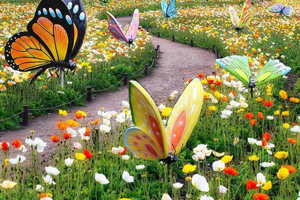 Butterfly Garden — Painted FRP Butterfly Sculptures for City Park Nature Trail