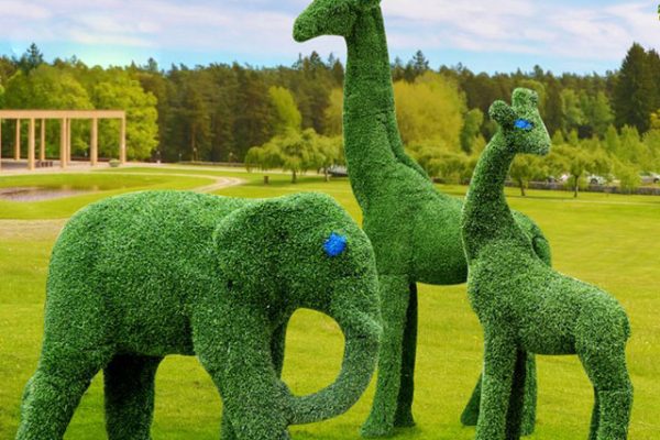Whimsical Wildlife — FRP Flocking Elephant & Giraffe Sculptures for Interactive Children’s Zoo