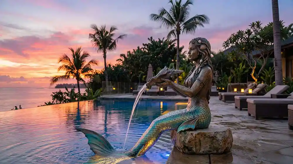 “Aqua Nymph” — Mermaid Poolside Fountain Sculpture - 2