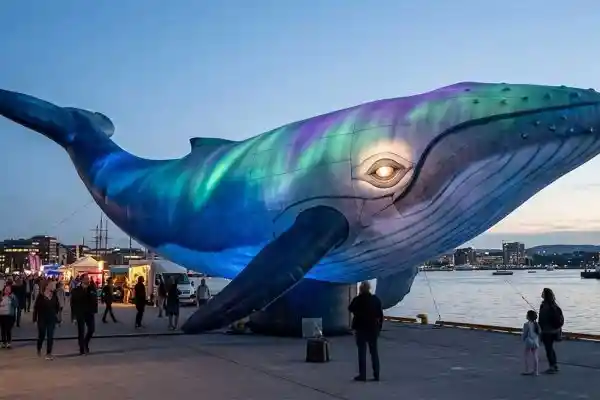 “Aurora Leviathan” — Giant Inflatable Whale Art Installation