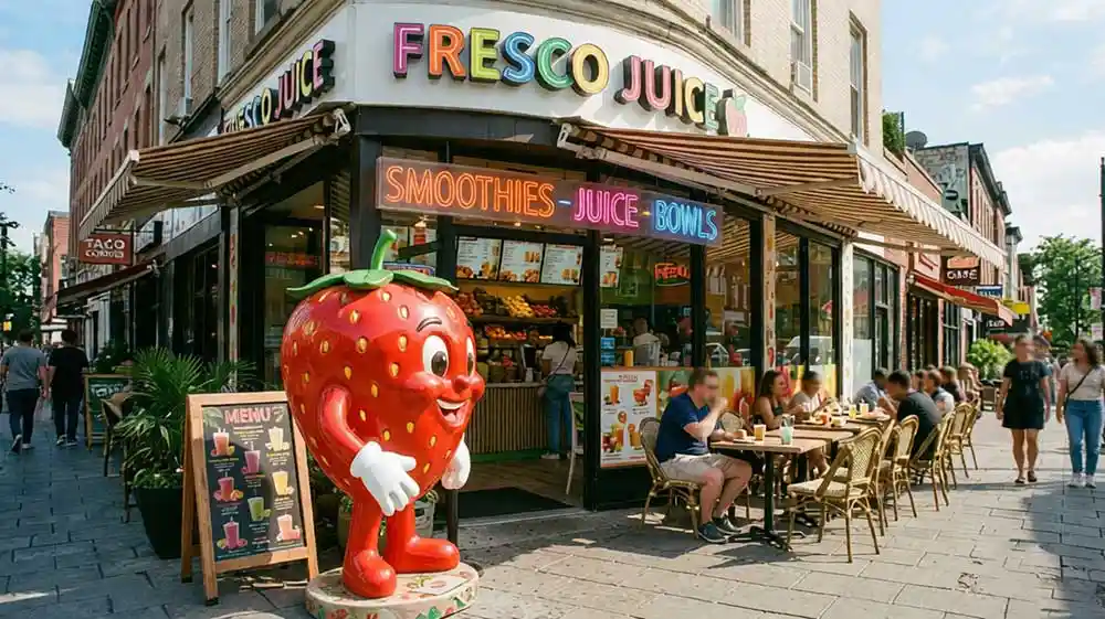 “Berry Bliss” — FRP Strawberry Mascot Storefront Sculpture - 2