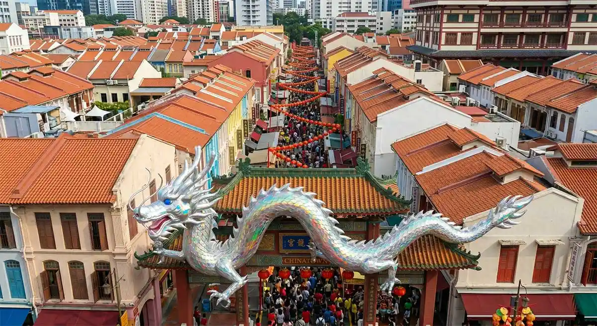 “Crystal Dragon” — Iridescent Inflatable Chinese Dragon Sculpture - 3