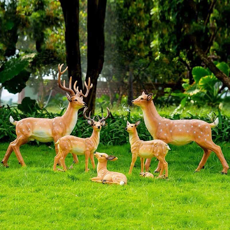 Fiberglass Lifelike Sika Deer Sculptures for Landscape Enhancement - 2