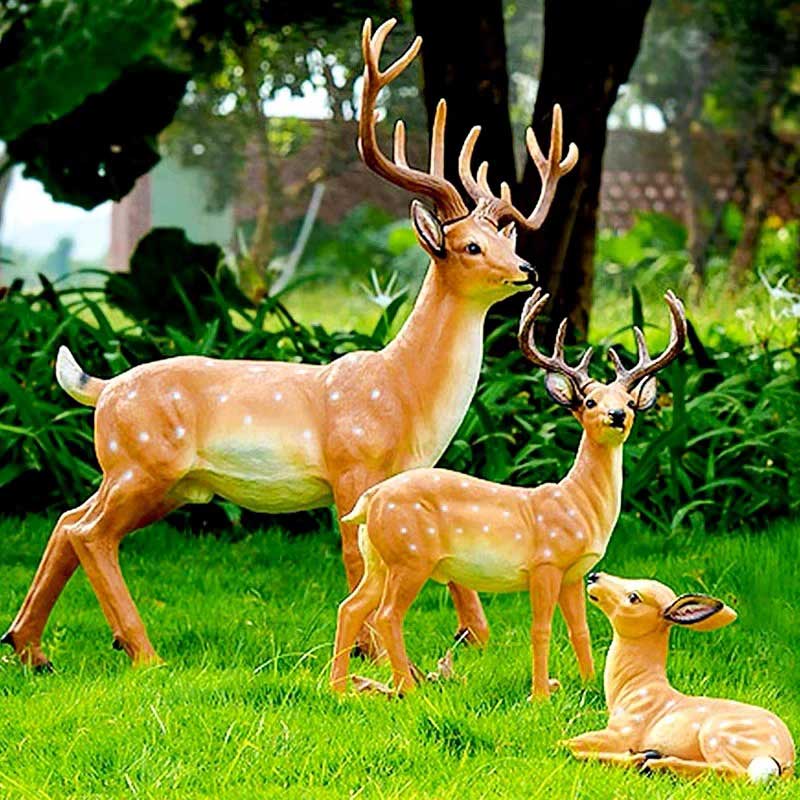 Fiberglass Lifelike Sika Deer Sculptures for Landscape Enhancement - 3