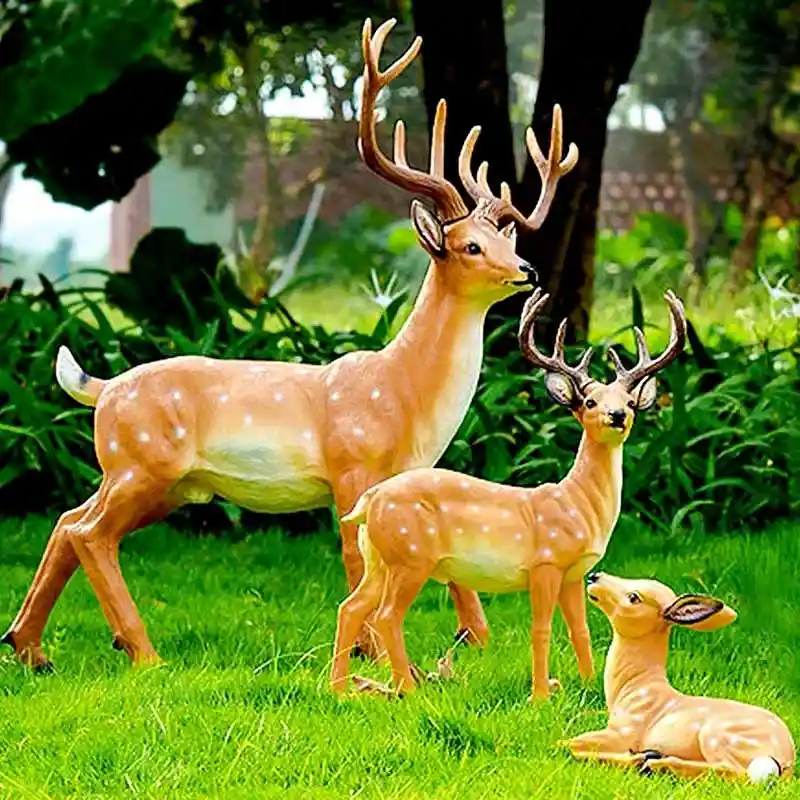 Fiberglass Lifelike Sika Deer Sculptures for Landscape Enhancement - 3
