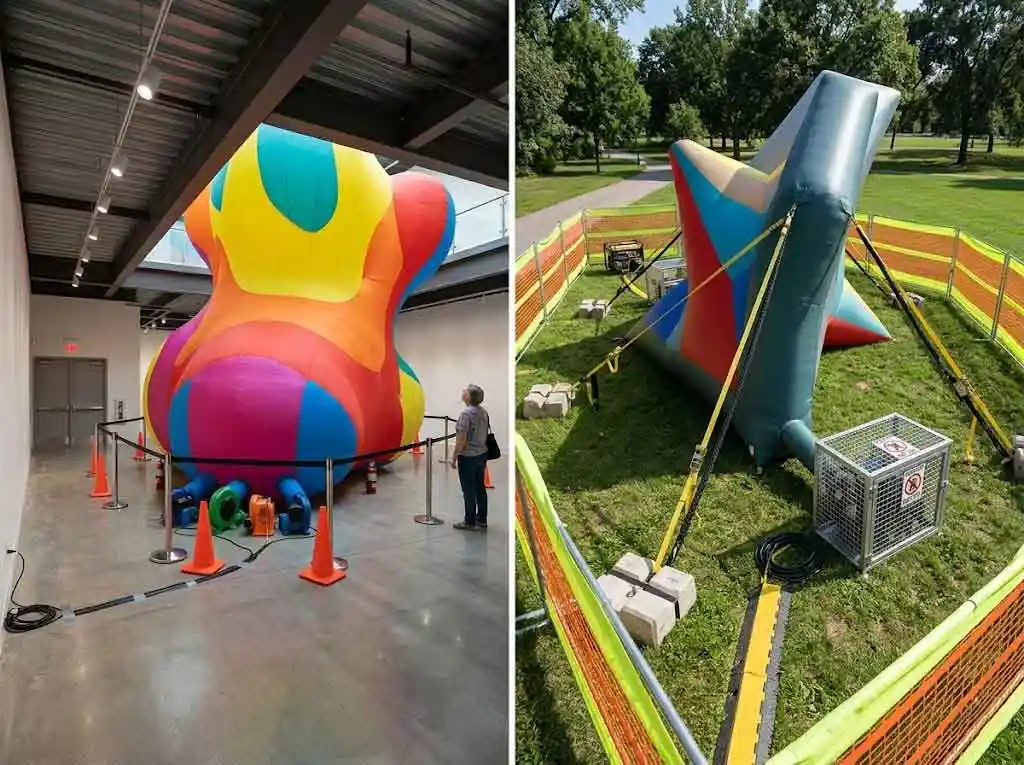 Indoor vs Outdoor Inflatable Art: Safety & Installation
