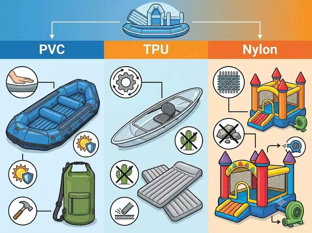 Inflatable Materials: PVC vs TPU vs Nylon Durability Guide