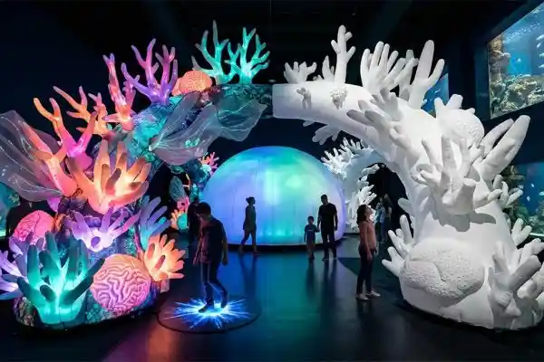 “Luminous Reef” — Bioluminescent Coral Inflatable Installation