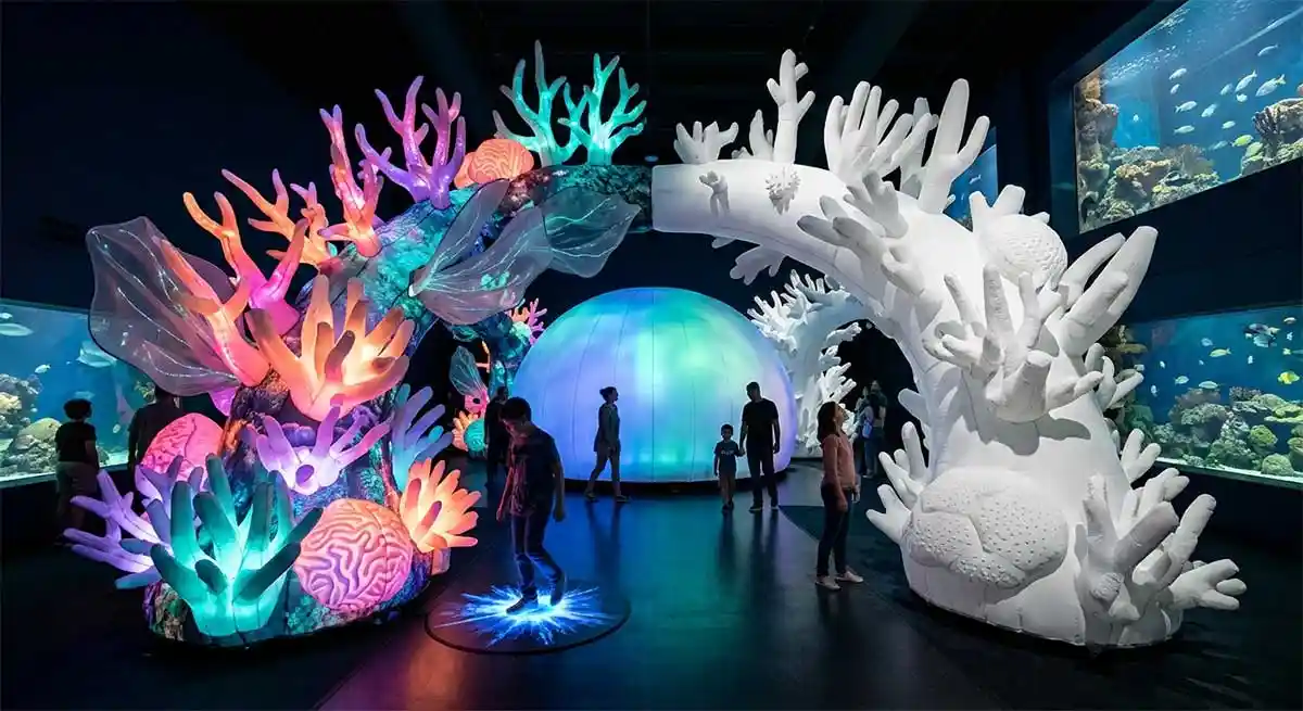 “Luminous Reef” — Bioluminescent Coral Inflatable Installation