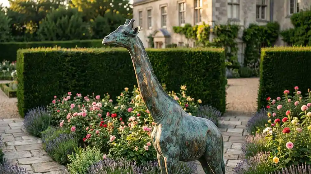 “Majestic Giraffe” — Hand-Cast Bronze Giraffe Garden Sculpture - 2