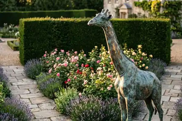 “Majestic Giraffe” — Hand-Cast Bronze Giraffe Garden Sculpture