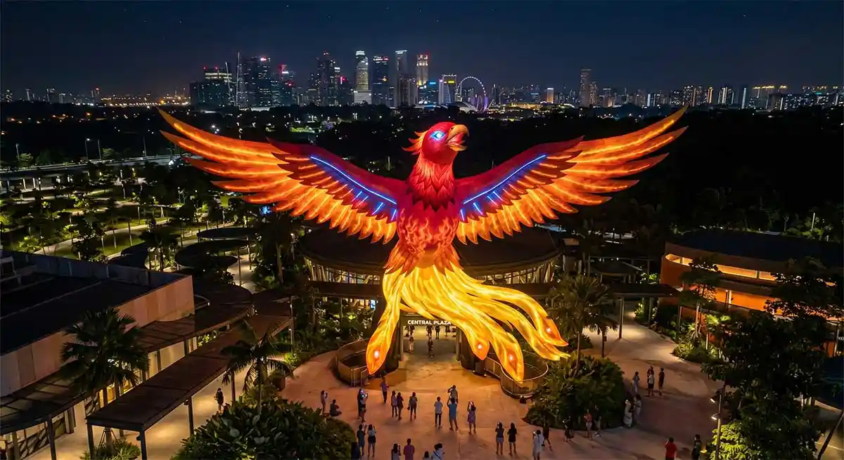 “Neon Phoenix” — Fire-Resistant Inflatable Bird Monument - 2