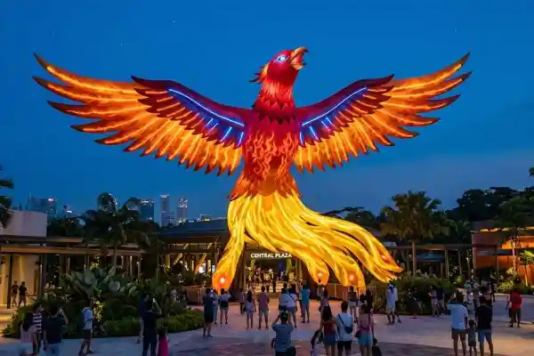 “Neon Phoenix” — Fire-Resistant Inflatable Bird Monument