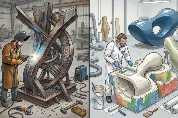 Steel Welding vs FRP Molding for Large Sculptures Guide