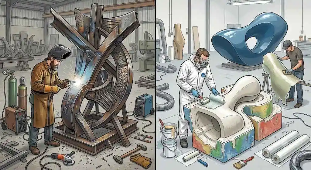 Steel Welding vs FRP Molding for Large Sculptures Guide