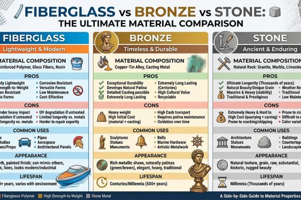 Fiberglass vs Bronze vs Stone: The Ultimate Material Comparison Guide
