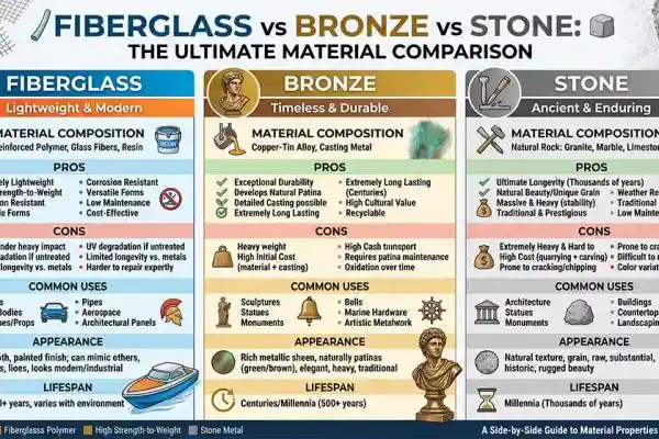 Fiberglass vs Bronze vs Stone: The Ultimate Material Comparison Guide