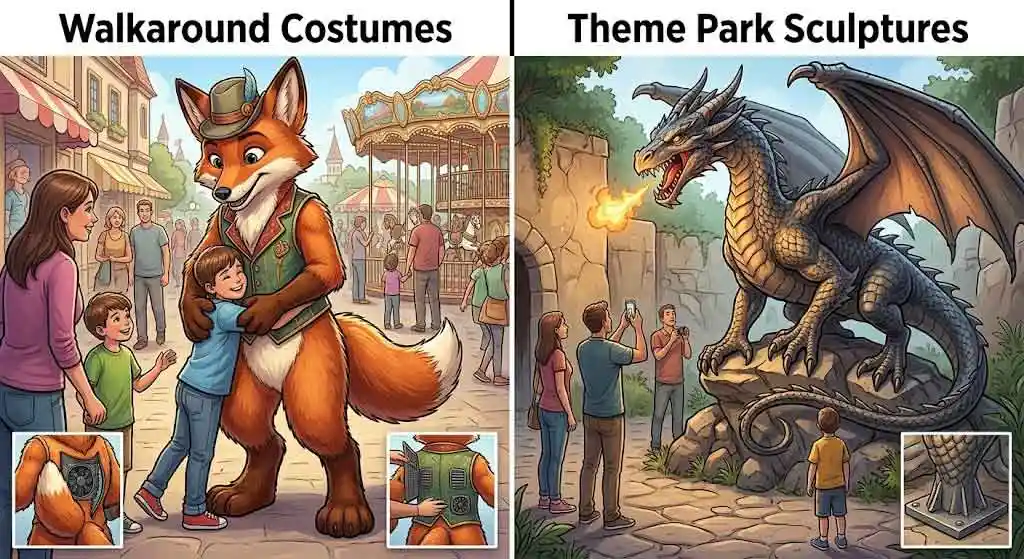 Walkaround Costumes vs Theme Park Sculptures: A Complete Guide