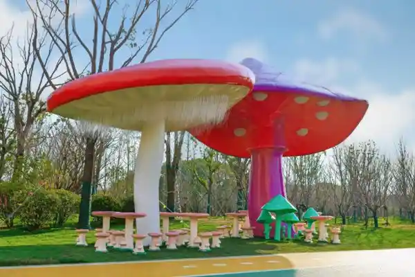 Enchanted Garden Mushrooms — Giant FRP Botanical Sculpture Installation for Resort