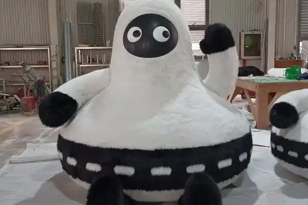 Adorable Cartoon Plush — Custom Realistic Plush-Coated FRP Figures for Displays