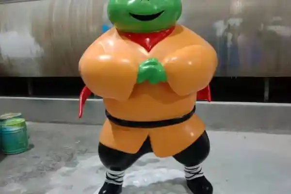 Cartoon Frog — Playful FRP Frog Mascot Sculpture for Hotpot Restaurant Entrance