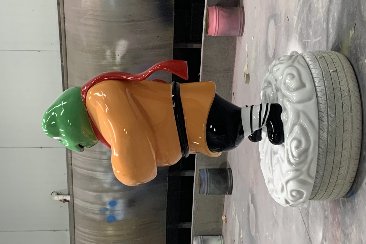 Cartoon Frog — Playful FRP Frog Mascot Sculpture for Hotpot Restaurant Entrance - 3
