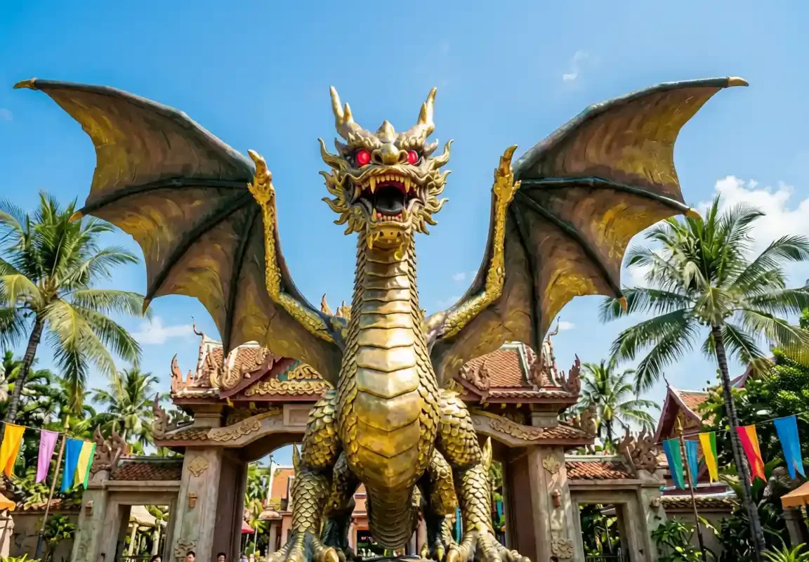 “Sky Breach” — FRP & Steel Dragon Theme Park Entrance Sculpture - 3