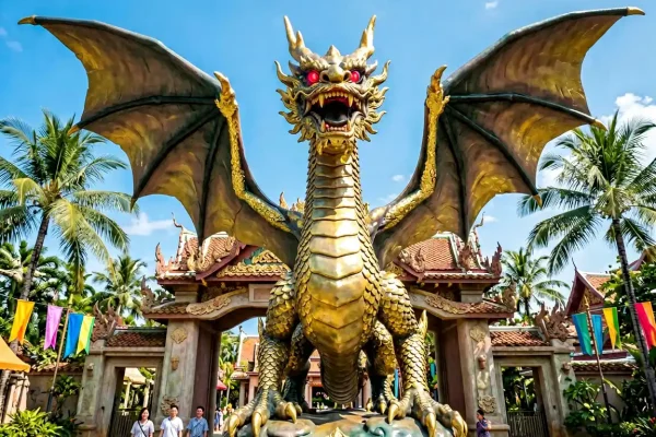 “Sky Breach” — FRP & Steel Dragon Theme Park Entrance Sculpture