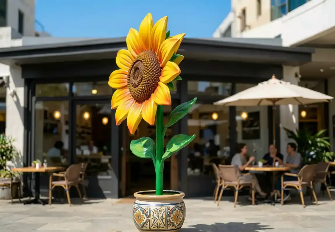 “Petal Pop” — FRP Giant Flower Cafe Storefront Sculpture - 2