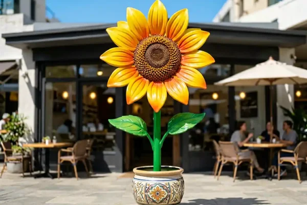 “Petal Pop” — FRP Giant Flower Cafe Storefront Sculpture