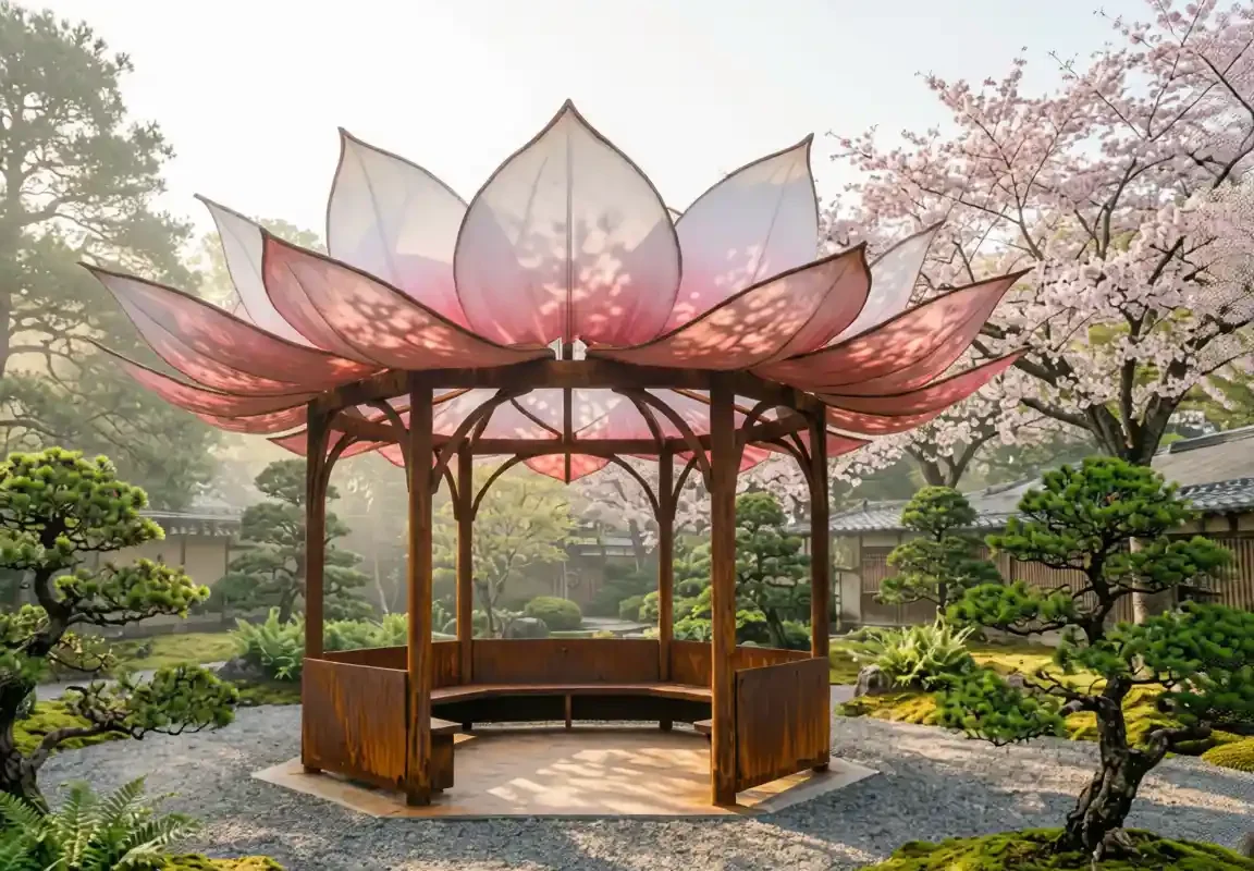 “Whisper Pavilion” — Corten Steel & FRP Botanical Garden Sculpture - 2