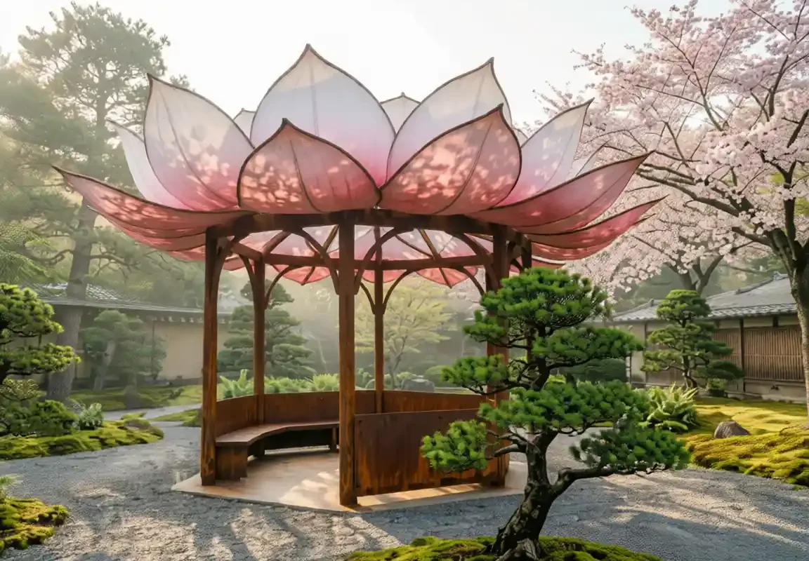 “Whisper Pavilion” — Corten Steel & FRP Botanical Garden Sculpture - 3