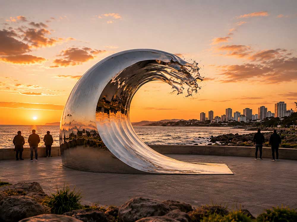 “Tidal Crest” — Stainless Steel Coastal Public Art Installation - 2