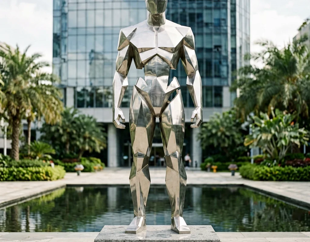 Abstract Human Statue — Corporate Plaza Geometry Sculpture - 2