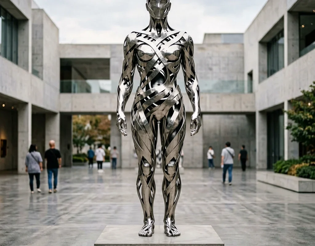 Abstract Human Statue — Museum Public Art Installation - 3
