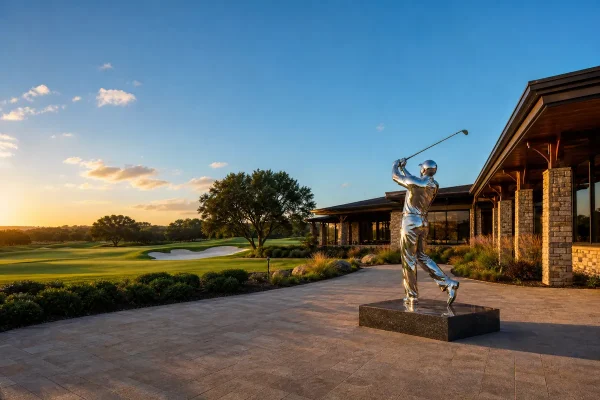 “The Perfect Swing” — Mirror-Polished Stainless Steel Golfer Sculpture