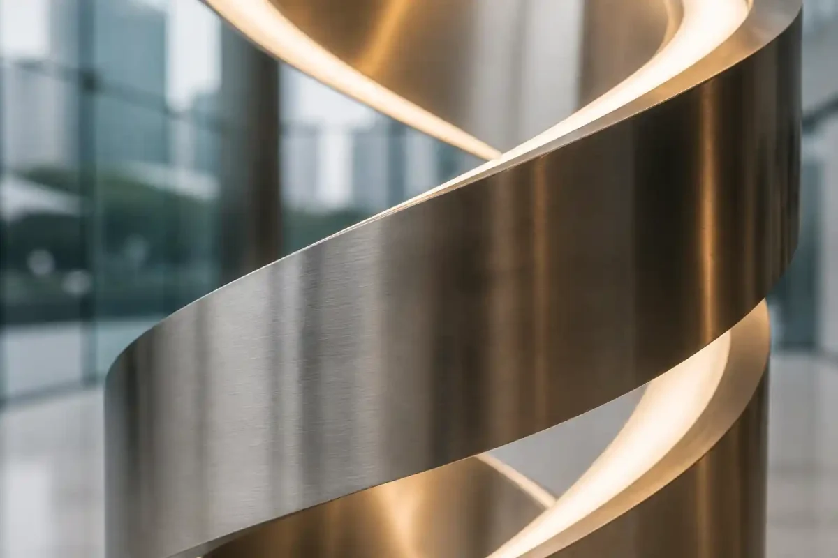 “Helix Ascent” — Brushed Stainless Steel Corporate Lobby Sculpture - 2