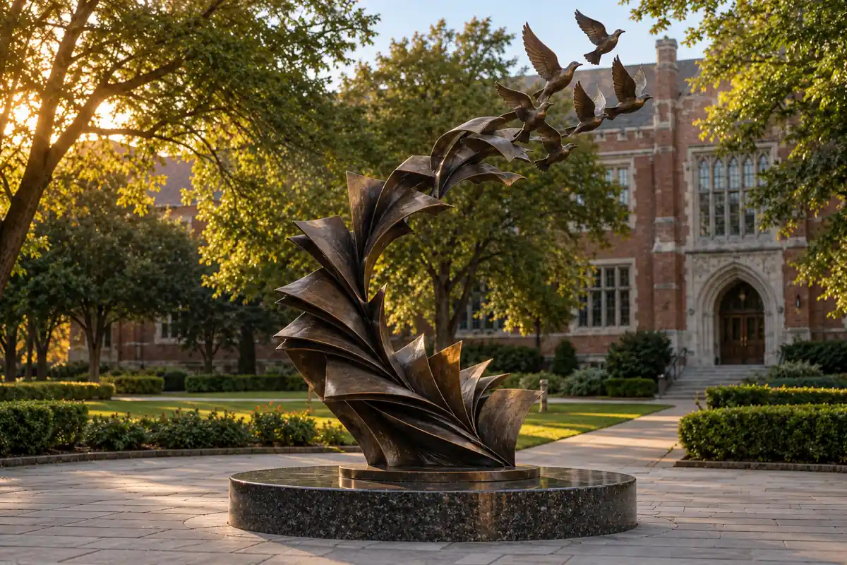 “The Scholar’s Arc” — Bronze Campus Landmark Sculpture for a University Quadrangle - 3