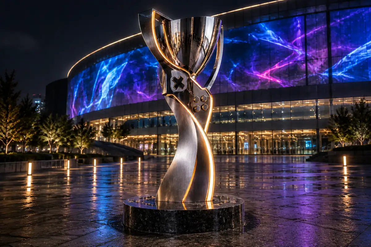 “Victory Circuit” — Illuminated Esports Arena Trophy Sculpture - 3