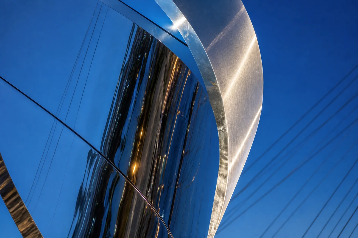 “Ribbon Span” — Stainless Steel Bridge Gateway Sculpture - 2
